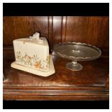 Victorian Cheese Dish  & Glass Cake Stand