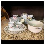 Floral Porcelain Dinnerware Plates & Cups