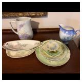Hand Painted Porcelain Pitchers and Plates