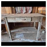 Wooden Side Table with Drawer and Shelf