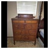 Walnut Dresser Chest of Drawers with Top Hutch