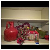 Red Vase, Needlepoint House, Floral Accents