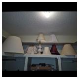 8 Lampshades and 1 Antique Lamp Base
