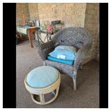 Wicker Armchair and Ottoman