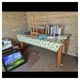 Art Supplies : Easel, Books, Paintings, and Table