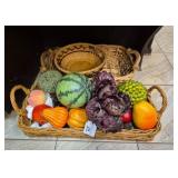 Wicker Basket with Assorted Faux Fruits & Veggies