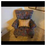 Floral Upholstered Accent Armchair with Pillow