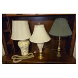 3 Ceramic and Brass Table Lamps