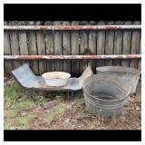 Galvanized Metal Wash Tubs, Stand