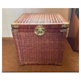 Wicker Storage Trunk Chest with Brass Hardware