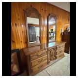Oak Dresser with Two Mirrors