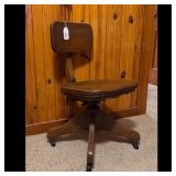 Antique Wooden Office Rolling Chair