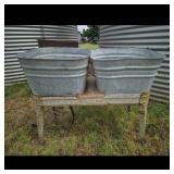 Wheeling Galvanized Wash Tubs with Stand