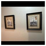 Set of 2 Framed Paris and Rome Style Prints