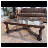 Oak Wood and Glass Coffee Tableby Century