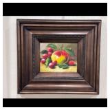 Oil Painting Still Life Apple, Cherries