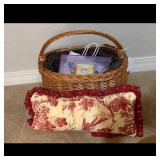 Wicker Basket with sewing supplies