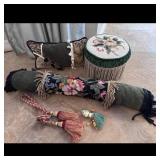 Floral Footstool, Pillows, Tassels