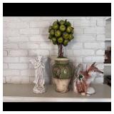Ceramic Fox Pitcher, Angel Figurine, Topiary