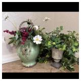 Floral Centerpiece - Distressed Green Vase