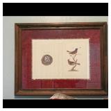 Framed Bird and Nest Lithograph Print