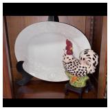 Ceramic Rooster and Oversized Platter