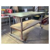 Metal Work Table on Casters
