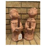 2 Teracatta Christmas Angel Candle Holders
