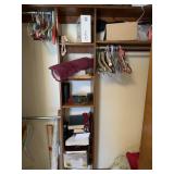 Closet, 7 pc. Diamond Glassware, Hangers, Misc