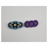 2 - Beaded Hair Brooches