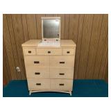 Blonde art deco dresser w/ jewelry tray