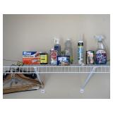 contents of wire shelf in laundry room