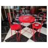 Miniature Coca-Cola table and two chairs Miniature Coca-Cola table and two chairs