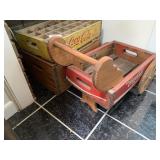 Coca-cola wagon, vintage wooden bottle carrier, &