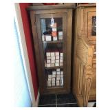 Wood display cabinet with glass door