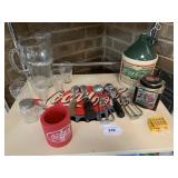 Coke pitcher & 4 glasses, cookie jar & Coke pitcher & 4 glasses, cookie jar &