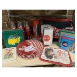 Coca-Cola napkin dispenser, bottles, lunch box