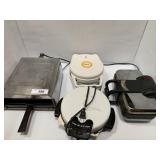 Vintage toaster and assorted waffle makers