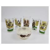 Davy Crockett Tumblers & Bowl