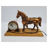 Horse Mantle Clock w/ New base 18" l, 11" h 6" w