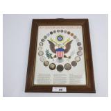 20th Century US coins Framed