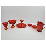 Carnival Glass Pitcher, Serving Bowls, Candelabras