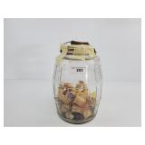 Glass Jar w/ Wooden Thread Spools