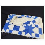 Blue & White Star Tied Quilt