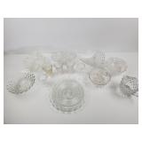 cut glass bowls, Fostoria serving trays
