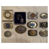 10 belt buckles & necklace