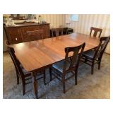 Antique dining table with 6 matching chairs