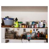 Paint, Buckets, Assorted Contents of Shelf