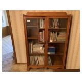 Oak bookcase w/ glass doors