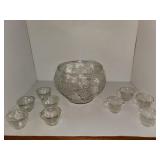 Glass Punch Bowl & Cups